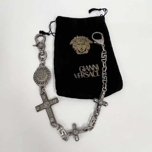 VINTAGE GIANNI VERSACE Mens Pocket Chain Cross & Medusa Head Late 80s