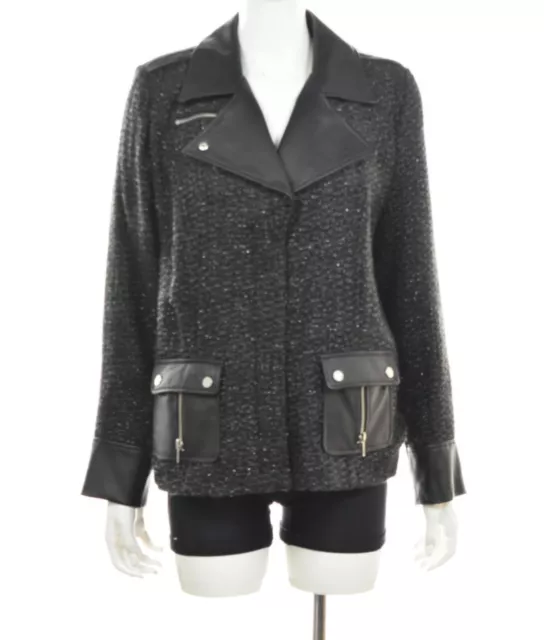 NEW Bradley Bradley Bayou Womens Jacket Size M Black Tweed Basic Long Sleeve