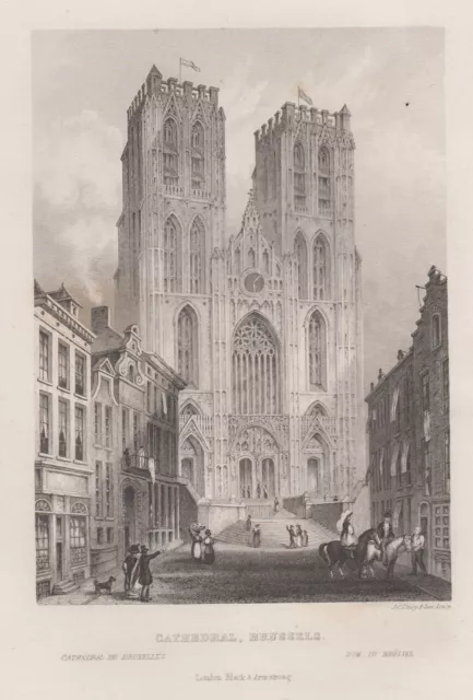 Belgien Brüssel St. Gudula Original Stahlstich Shury 1837