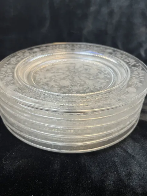 SET of 6 Duncan & Miller Etched First Love 8.25 inch Plates 2