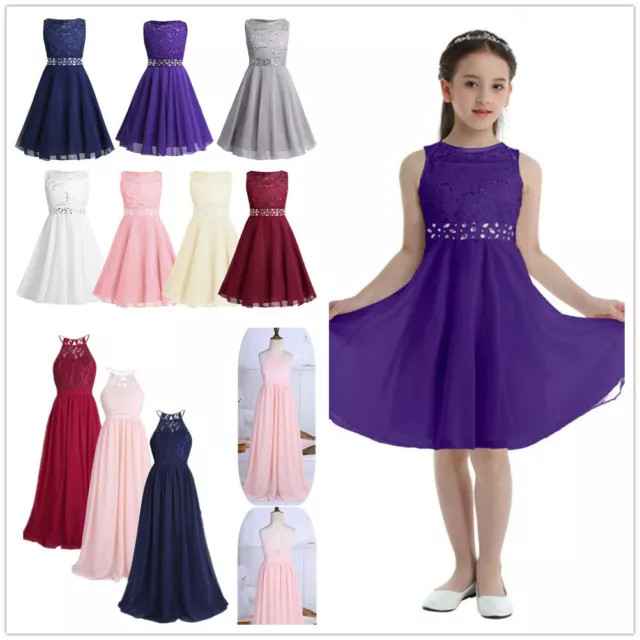 Kids Girls Flower Dress Party Wedding Pageant Princess Formal Maxi Prom Gown