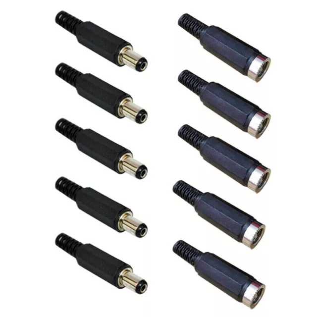 5 Pair (10pcs) 2.1x5.5mm Male Female DC Power Plug Socket Jack Connector Pack$g