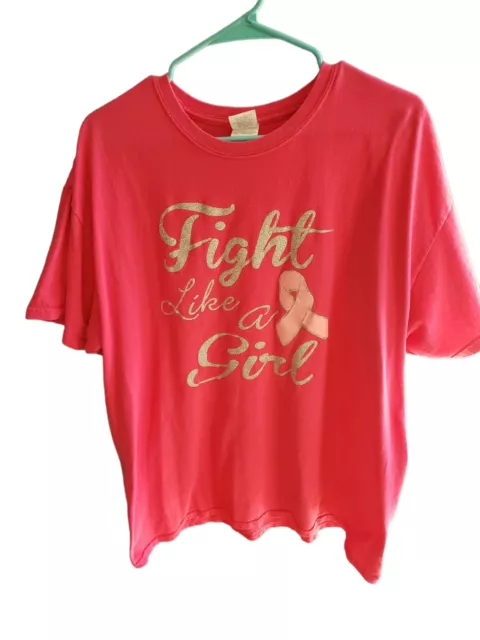 Gildan Women's XL T- Shirt  "Fight Like A Girl" Breast Cancer Awareness
