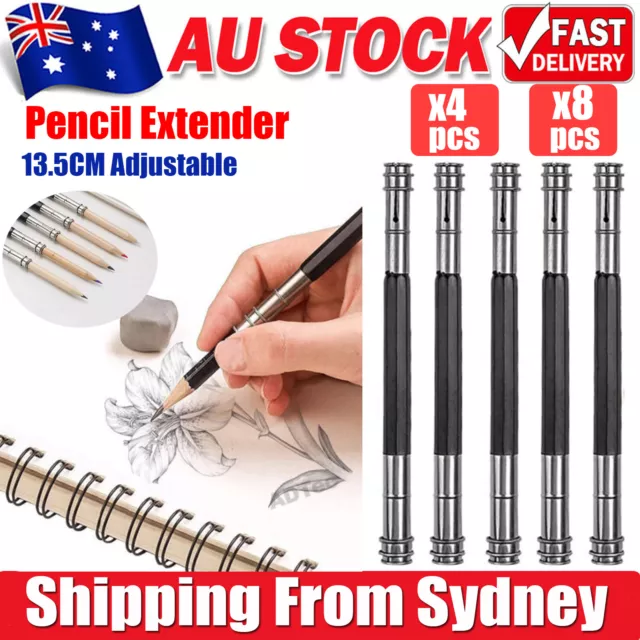 4/8pcs Adjustable Pencil Extender Lengthener Holder Art Tool Double Head 13.5CM