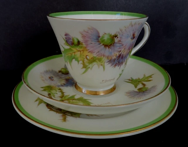 VINTAGE / ART Deco China Tea Set Trio.Royal Doulton.Glamis Thistle.VGC