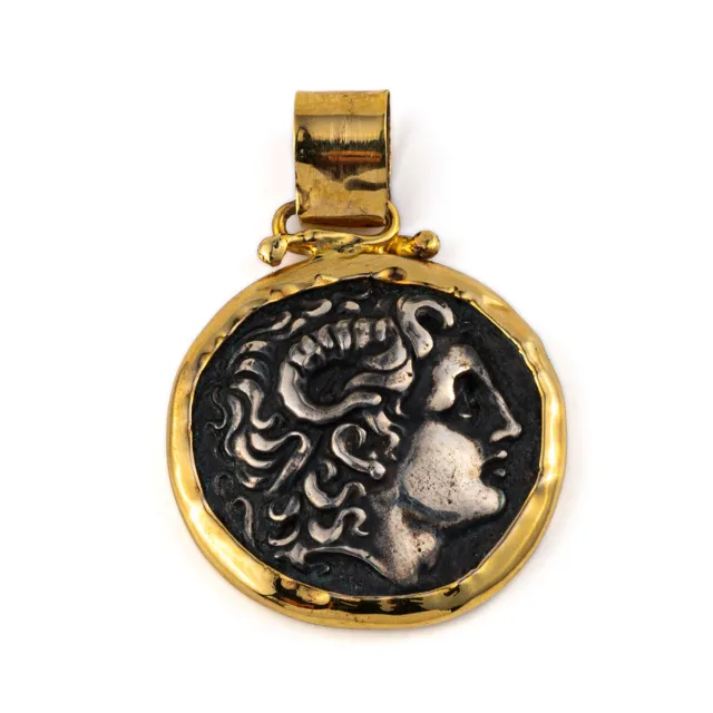 Alexander the Great Coin Pendant – 14K Gold and Sterling Silver Ancient Greek