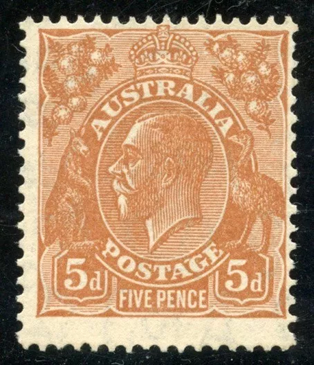 KGV 5d Acsc 127(3)l ORANGE BROWN CA WMK *FLAW BETWEEN A~G 3R20* MLH VARIETY 2