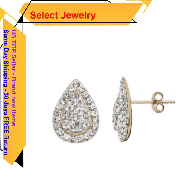 Crystal 14k Gold-Bonded Sterling Silver Teardrop Stud Earrings Women's Crystal