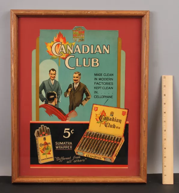 Antique Diecut Cigar Advertising Lithograph Tobacco Canadian Smoke Shop Sign NR