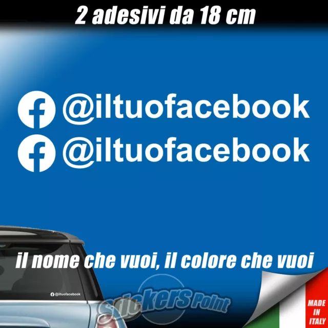 2 Adesivi FACEBOOK - IL TUO NOME - social follower auto moto stickers like