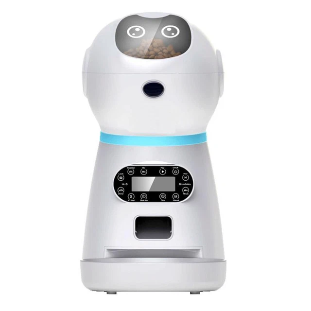 Cute Robot Shape Automatic Cat Feeder with 10s Voice Recorder Keeping Food Fresh 5