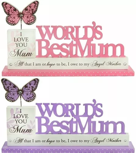 Beautiful Words Wooden Sign  Wall Art  Plaque ~ Worlds Best Mum ~ Mothers Day