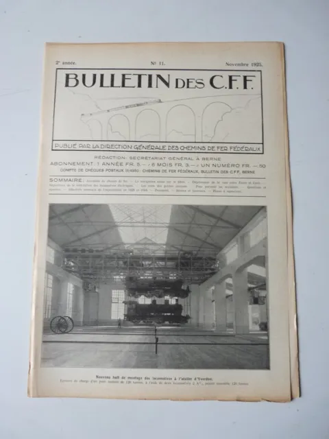 Bulletin Des CFF N°11 Novembre 1925 Magazine Train miniature (25391)