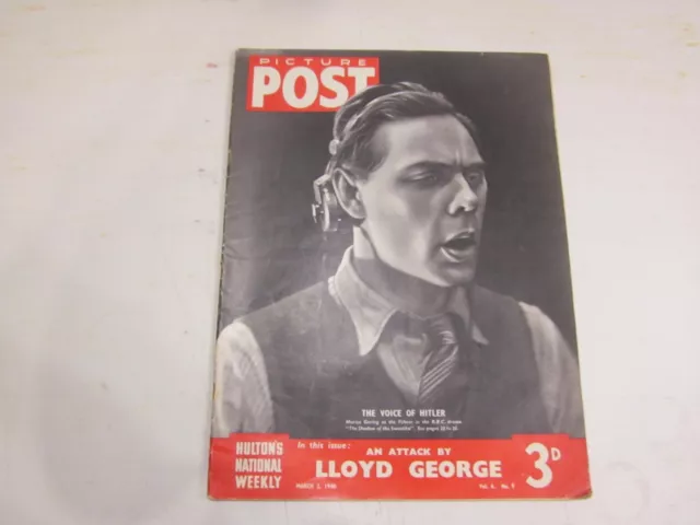 March 2nd 1940, PICTURE POST, Marius Goring, David Lloyd George, Harry Dornan.