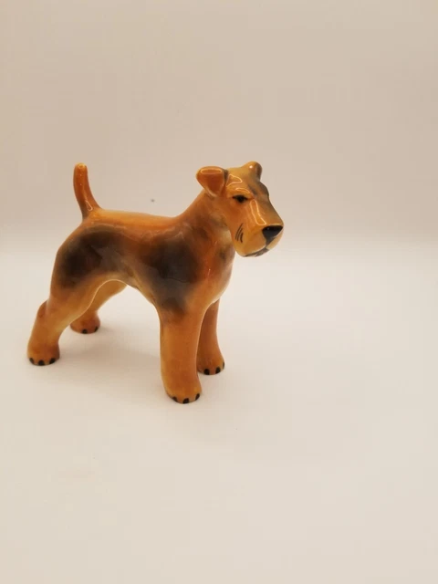 Vtg Airdale Terrier bone china figurine 4.25 in tall
