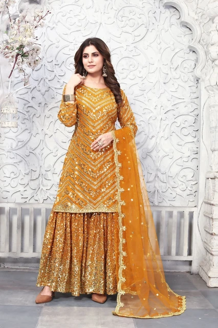 Prêt Fabriqué Femme Sharara Plazzo Kurti Plazzo Indien Salwar Kameez Combinaison