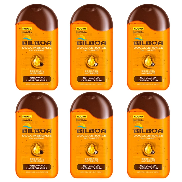 6pz Bilboa Docciabronze gel per Doccia Shampoo energizzante Oil Carrot da 250ml