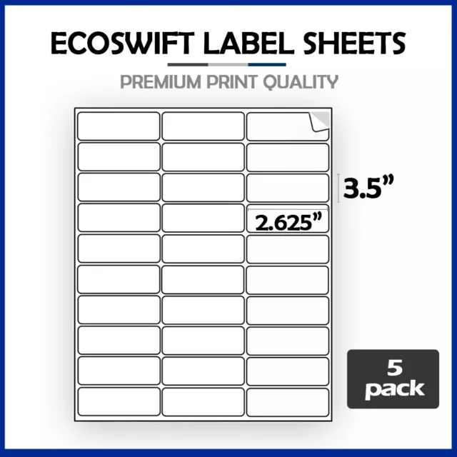 (150) 1 x 2 5/8 "EcoSwift" Laser Address Shipping Adhesive Labels 30 per sheet