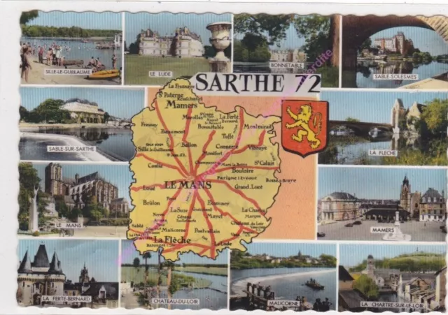 CPSM CARTE GEOGRAPHIQUE DEPARTEMENT SARTHE Multivues  Edt ARATUD