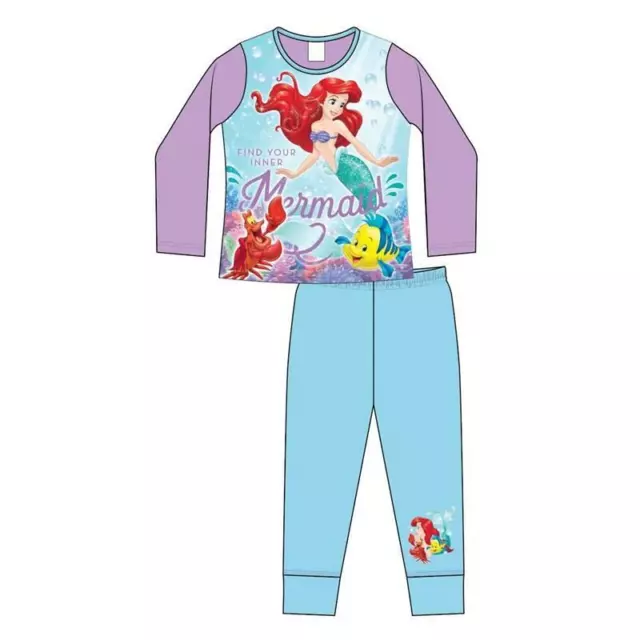 Set pigiama bambini bambina Disney Sirenetta maniche lunghe pigiami bambini età 4-10 anni