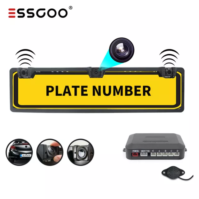 ESSGOO Number Plate Holder Mount Reverse Parking Sensors & Camera With BuzzerOpe