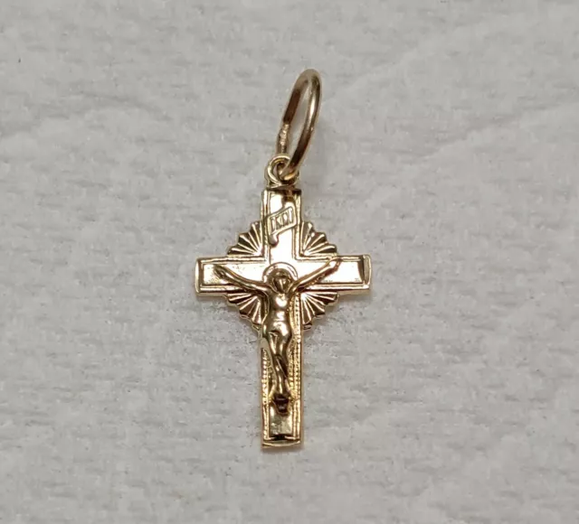 NEW 14K YELLOW Gold Jesus On Cross Charm Pendant $82.56 - PicClick