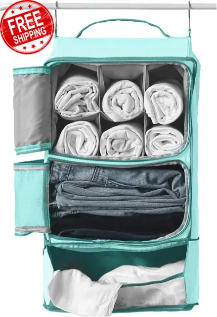 Hanging Mesh Luggage Bags Suitcase Closet Organizer Insert Packing Cube W/Hooks