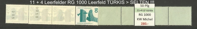 RM Unfallverhütung 50 Pfg ROLLENENDE RE 11 + 4 Leerfelder RG 1000 türkis (!!!)**
