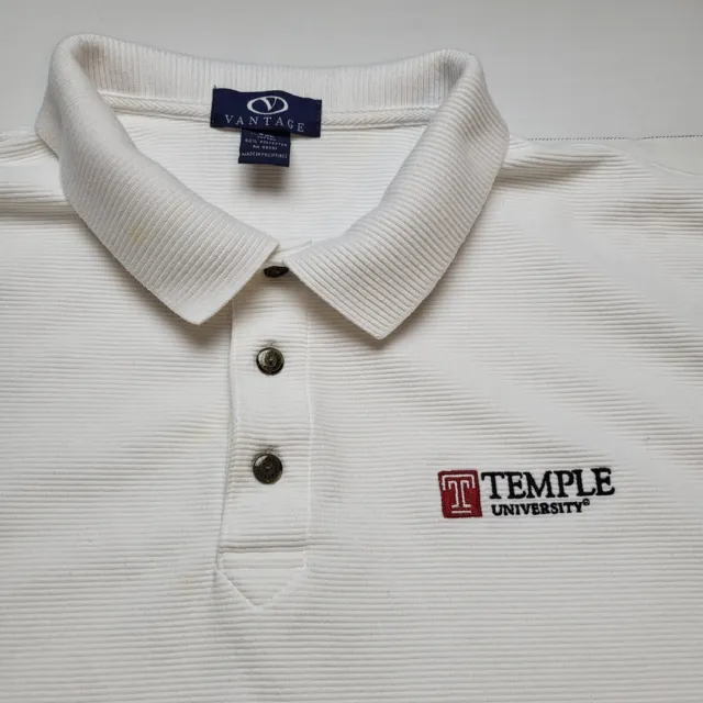 Temple University Polo Shirt Mens 3XL White Vantage Short Sleeve ¤59