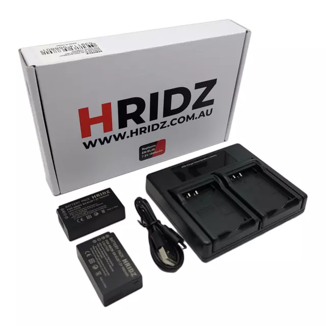 Hridz EN-EL20 Battery (2 pack) and Dual USB Charger for Nikon EN-EL20 EL20A