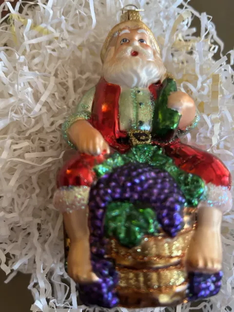 Merck Family’s Old World Christmas Winemaking Santa 5"