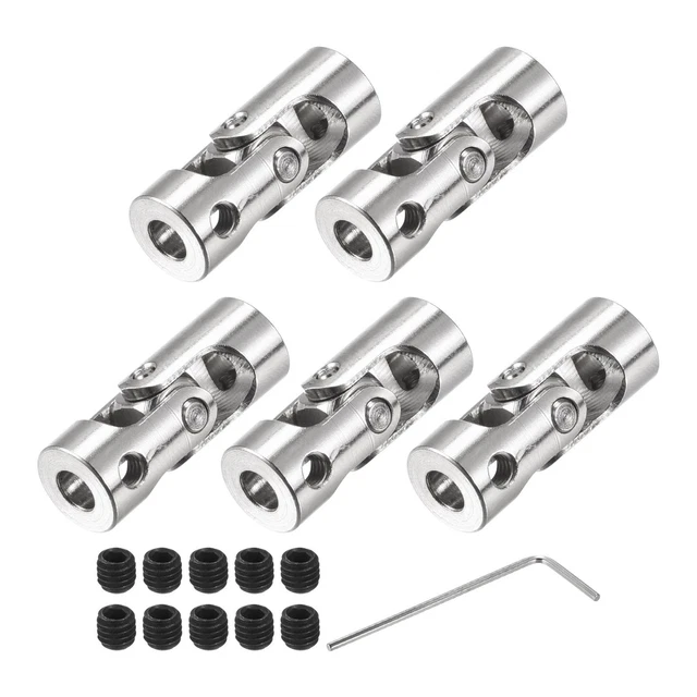 5pcs Rotating Cross Joint Shaft Clutch 4mm to 4mm Internal Length L23 x D9