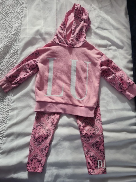 Girls Pink River Island Hooded Jumper And Leggings Set Age 3-4 Years