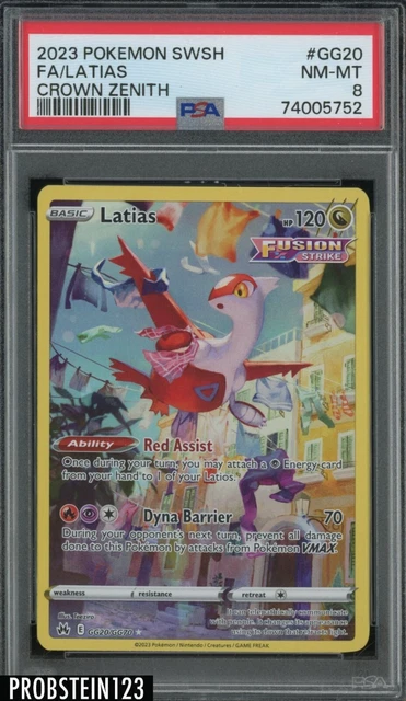 2023 Pokemon SWSH Crown Zenith #GG20 FA Latias PSA 8 NM-MT