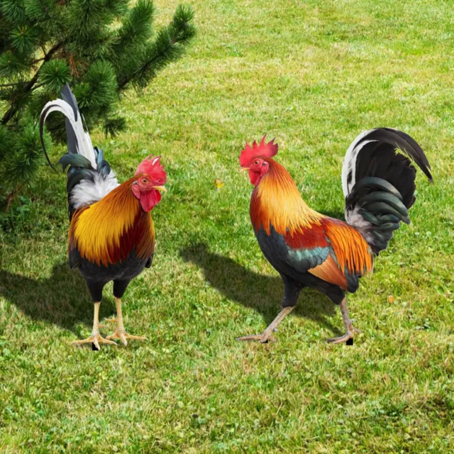 Garden Stake 3d Visual Effect Decorative Cock Pattern Ground Stake Garden