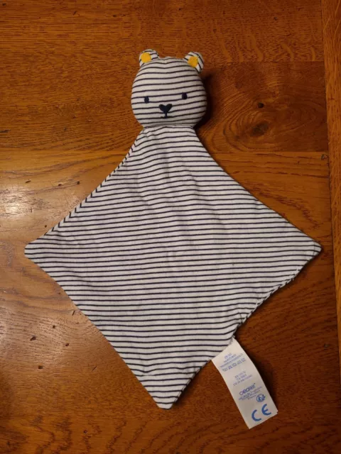 Doudou plat Ours tissu rayé bleu blanc OBAIBI OKAIDI Etat neuf jamais utilisé