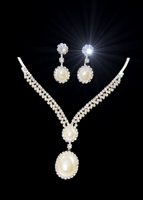 Set gioielli collana orecchini set collier orecchini a perno gocce perla imitazione sposa