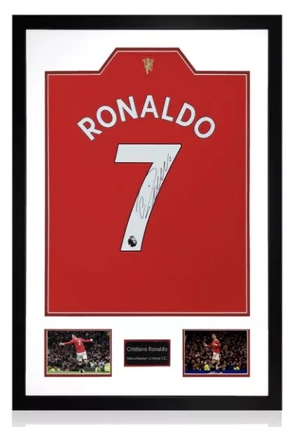 Cristiano Ronaldo Hand Signed Manchester United 2021-22 Shirt w/COA Deluxe Frame