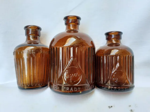 3 LYSOL Type c 1920s 30s Poison  bottles