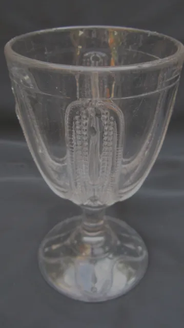 1880s EAPG Pattern Glass Adams Curtain Tie Back Water Goblet 3