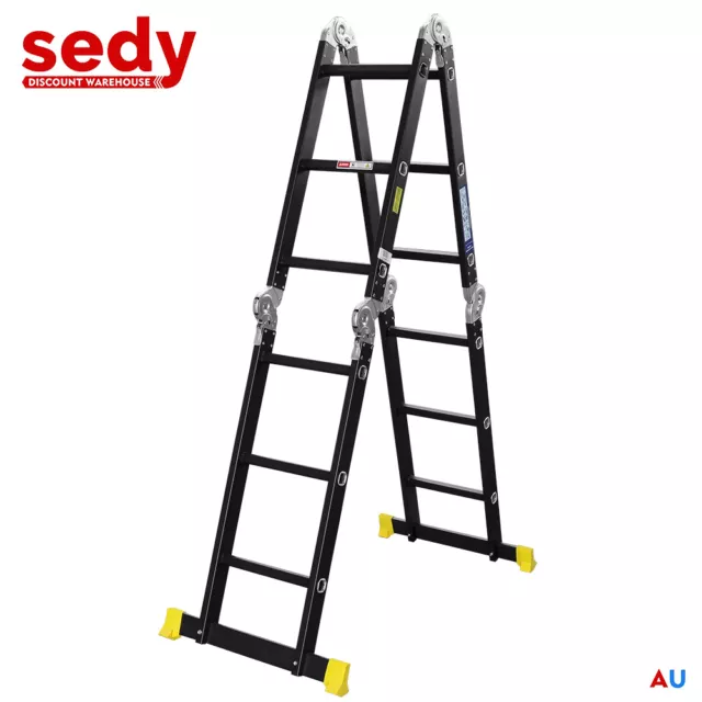 3.7M Multi Purpose Ladder Aluminium Folding Platform Extension Step Non-Slip