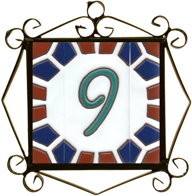 Genuine 15 x 7.5 cm Hand-painted Artena Spanish Ceramic Number Tiles