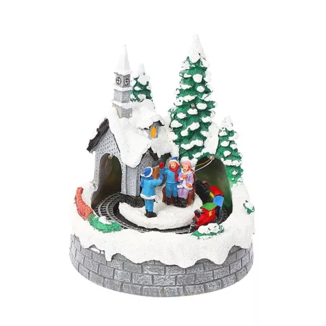 Christmas House Resin Ornament Spinning Train Musical Animated Lighted Decor