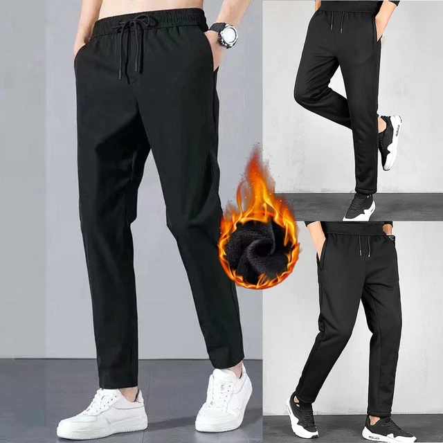 Uomini Ragazzi Adulti Pantaloni da Tuta Jogging Foderato Tinta Tasche Coulisse,