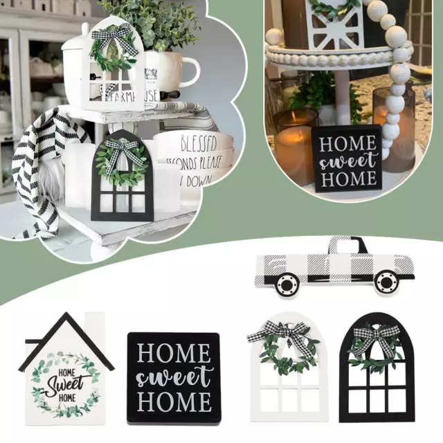Holiday Farmhouse Layered Tray Decor DIY Creative Wooden Hanging Sign Decor>