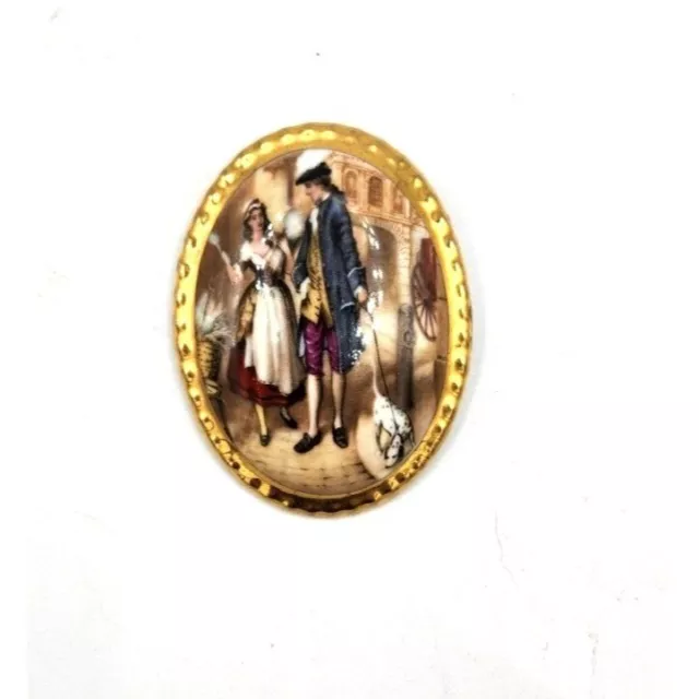 ** RARE - Countess Fine Bone China Brooch With Beautiful Scene **