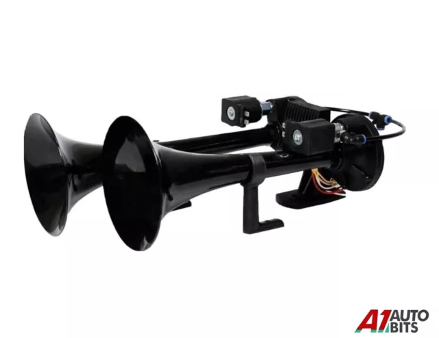 DIESEL TRAIN AIR Horn Truck TGV Original Turkish Twin Black Trumpet 24V HI  DO £74.49 - PicClick UK