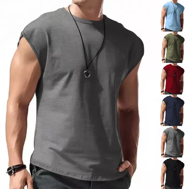 Men Summer Muscle Gym T-Shirt Sport Casual Tank Top Fitness Cap Sleeve Vest Tee