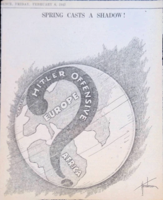 HITLER'S NEXT MOVE Spring Offensive Original Political Cartoon WWII 2/6 ...