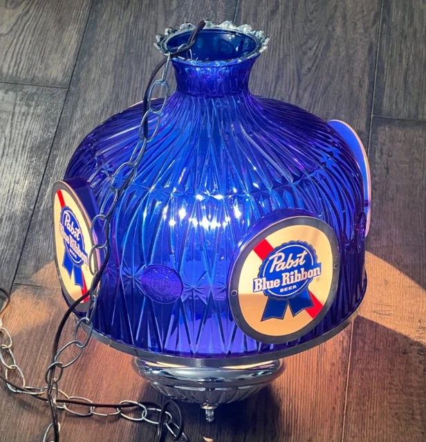 Pabst beer sign hanging chandelier crystal heritage bar blue new NOS